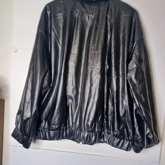 PITINAN Pleather Jacket Women Faux Leather Shacket Casual Long Sleeve Zip Up XL - Picture 6 of 6